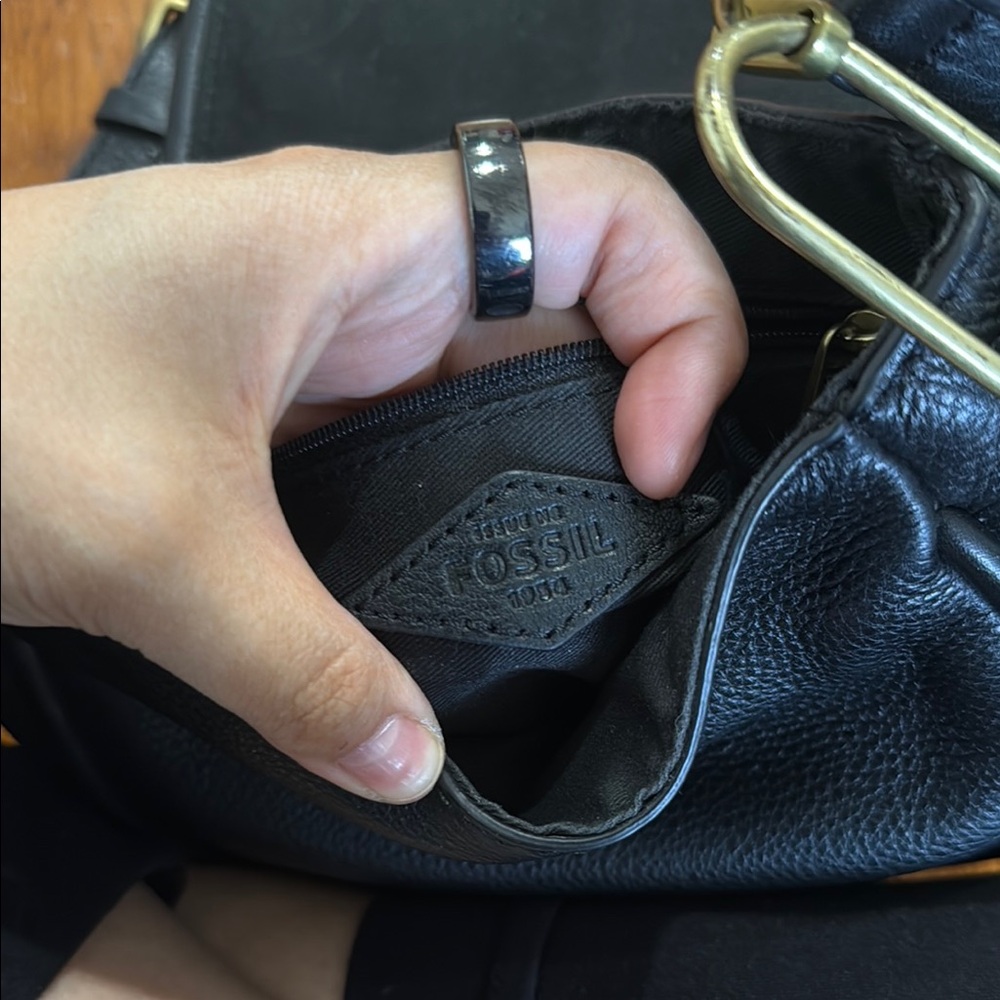 Fossil Genuine Leather Pink and Green Crossbody Bag with Adjustable Strap - Picture 2 of 14